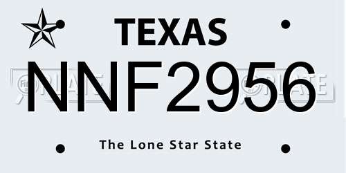 NNF2956 Texas License Plate