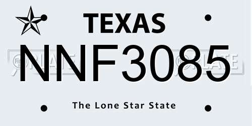 NNF3085 Texas License Plate
