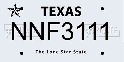 NNF3111 Texas License Plate