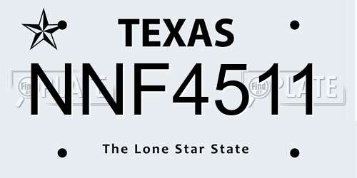 NNF4511 Texas License Plate