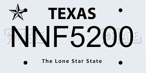 NNF5200 Texas License Plate