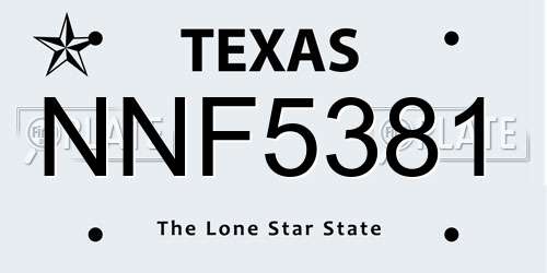 NNF5381 Texas License Plate