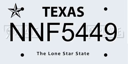 NNF5449 Texas License Plate