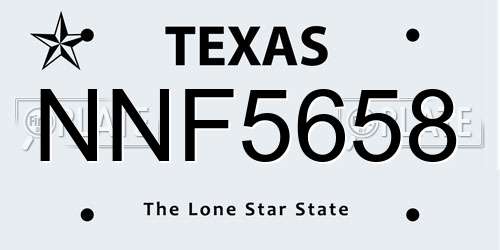 NNF5658 Texas License Plate