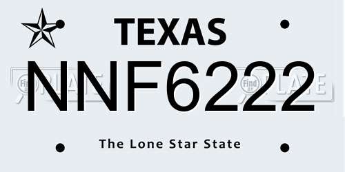 NNF6222 Texas License Plate