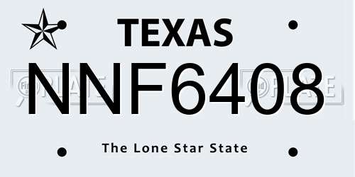 NNF6408 Texas License Plate