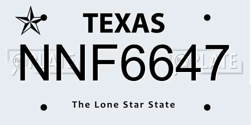 NNF6647 Texas License Plate