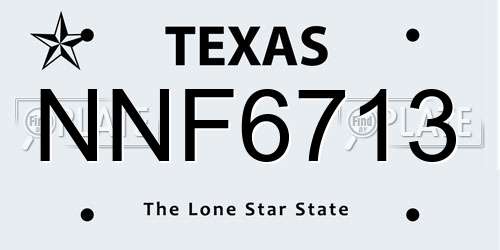 NNF6713 Texas License Plate