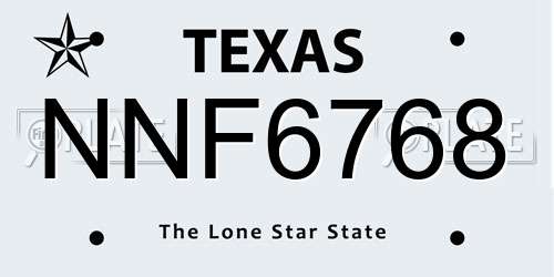 NNF6768 Texas License Plate
