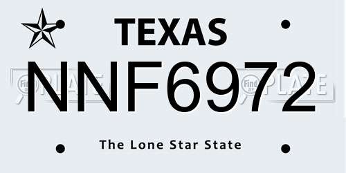 NNF6972 Texas License Plate