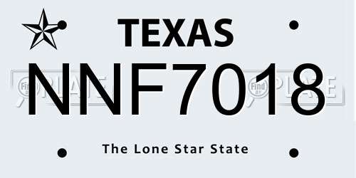 NNF7018 Texas License Plate