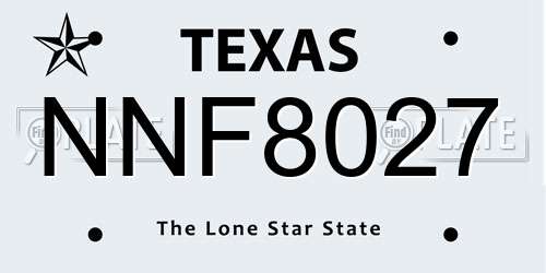 NNF8027 Texas License Plate