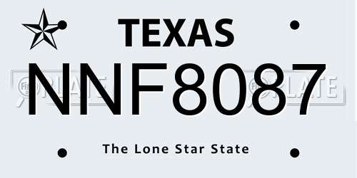 NNF8087 Texas License Plate