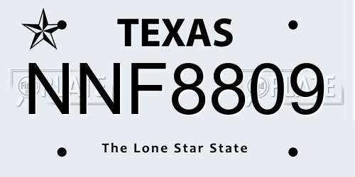 NNF8809 Texas License Plate