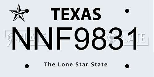 NNF9831 Texas License Plate
