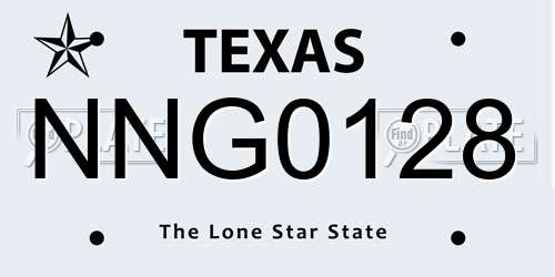 NNG0128 Texas License Plate