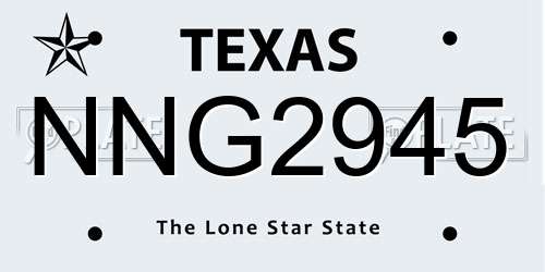 NNG2945 Texas License Plate