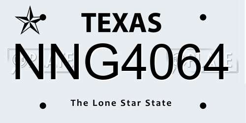 NNG4064 Texas License Plate