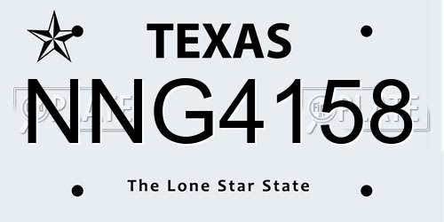 NNG4158 Texas License Plate