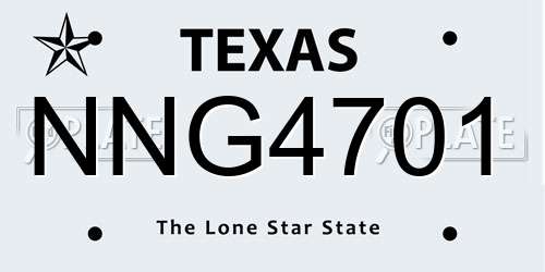 NNG4701 Texas License Plate