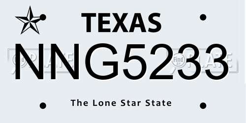 NNG5233 Texas License Plate
