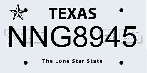 NNG8945 Texas License Plate