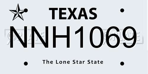 NNH1069 Texas License Plate