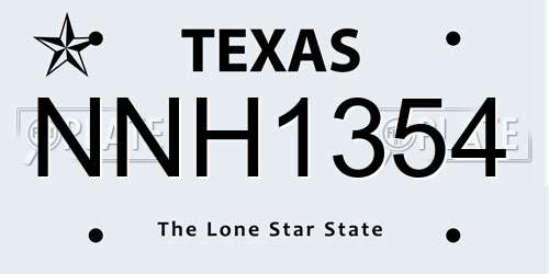 NNH1354 Texas License Plate