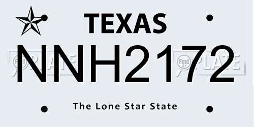 NNH2172 Texas License Plate