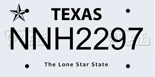 NNH2297 Texas License Plate