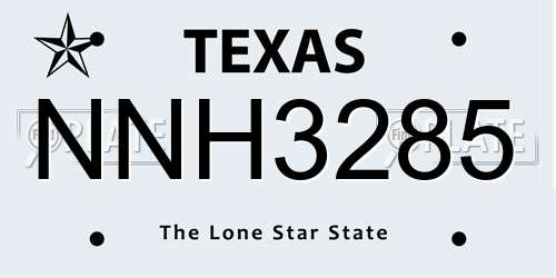 NNH3285 Texas License Plate