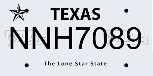 NNH7089 Texas License Plate