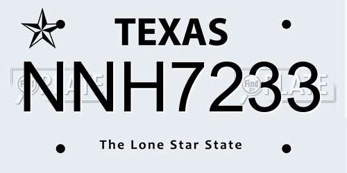 NNH7233 Texas License Plate