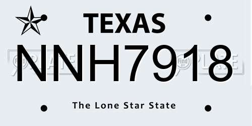 NNH7918 Texas License Plate