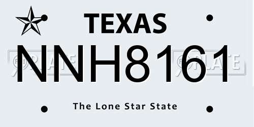 NNH8161 Texas License Plate