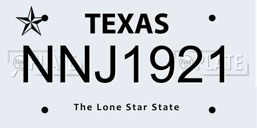 NNJ1921 Texas License Plate