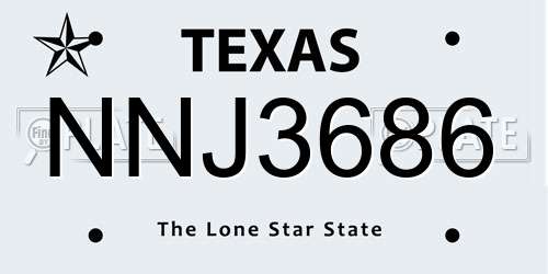 NNJ3686 Texas License Plate