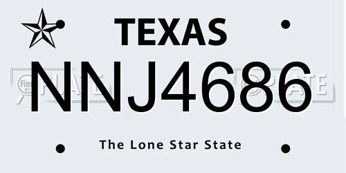 NNJ4686 Texas License Plate