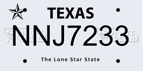 NNJ7233 Texas License Plate