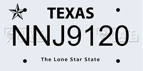 NNJ9120 Texas License Plate