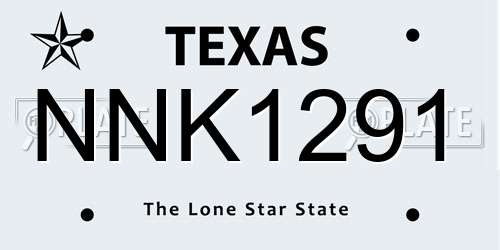 NNK1291 Texas License Plate