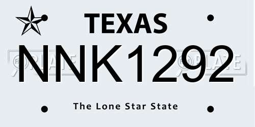 NNK1292 Texas License Plate
