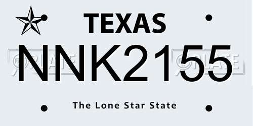NNK2155 Texas License Plate