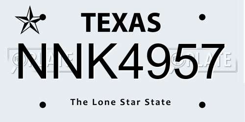 NNK4957 Texas License Plate