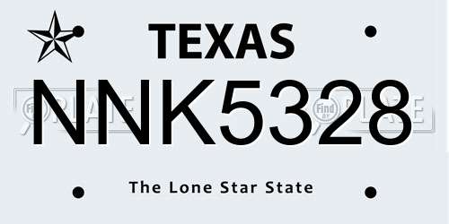 NNK5328 Texas License Plate