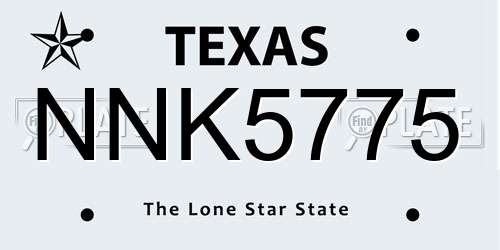 NNK5775 Texas License Plate