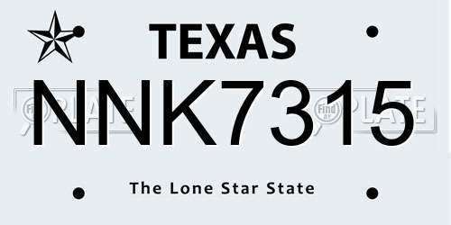 NNK7315 Texas License Plate