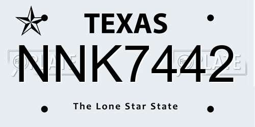 NNK7442 Texas License Plate