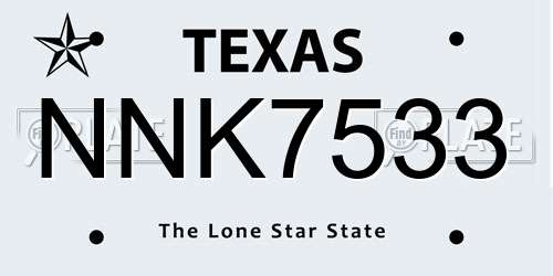 NNK7533 Texas License Plate