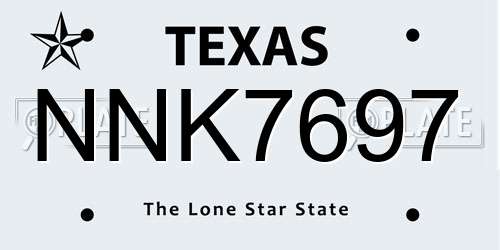 NNK7697 Texas License Plate